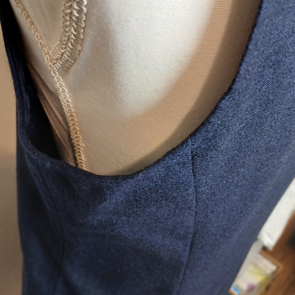 Rafaella Petites 100% Wool Navy Sleeveless Button Front Dress - Size 8P - Picture 8 of 12